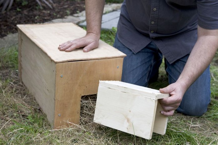 How to make a hedgehog house - adding on the tunnel entrance