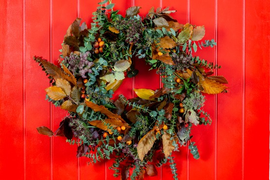 Autumn-toned handmade Christmas wreath